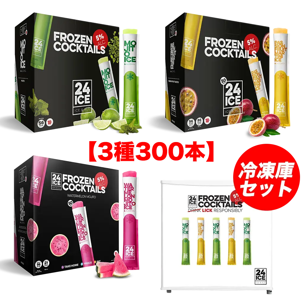 【3種300本セット】【冷凍庫付き】24ICE 3種×100本